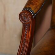 Restored vintage executive chair, leather, oak frame.