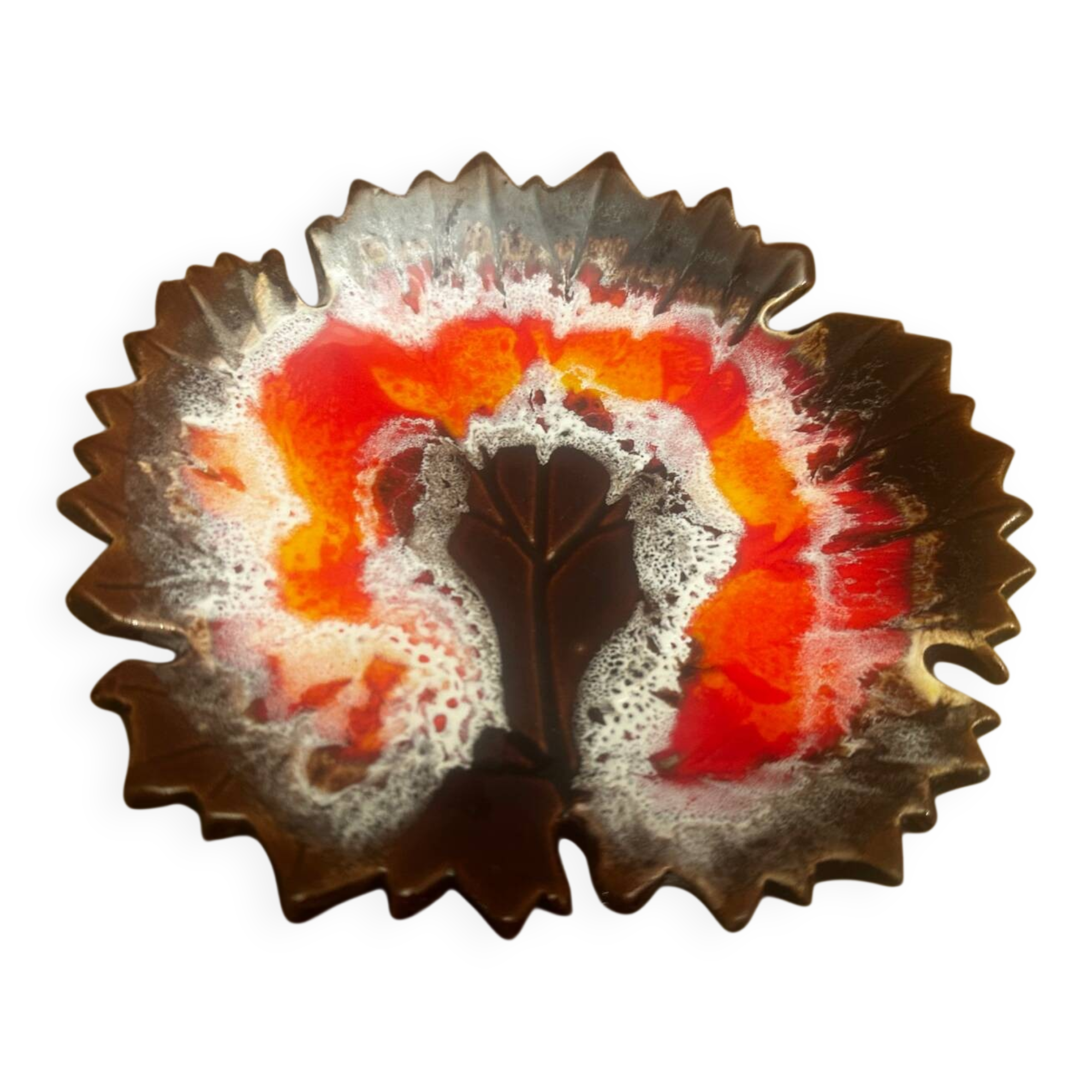 Leaf-shaped ceramic catchall from the 1960s.