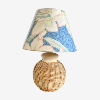 Ceramic ball lamp and vintage wicker