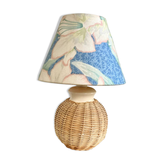 Lampe boule céramique et osier vintage