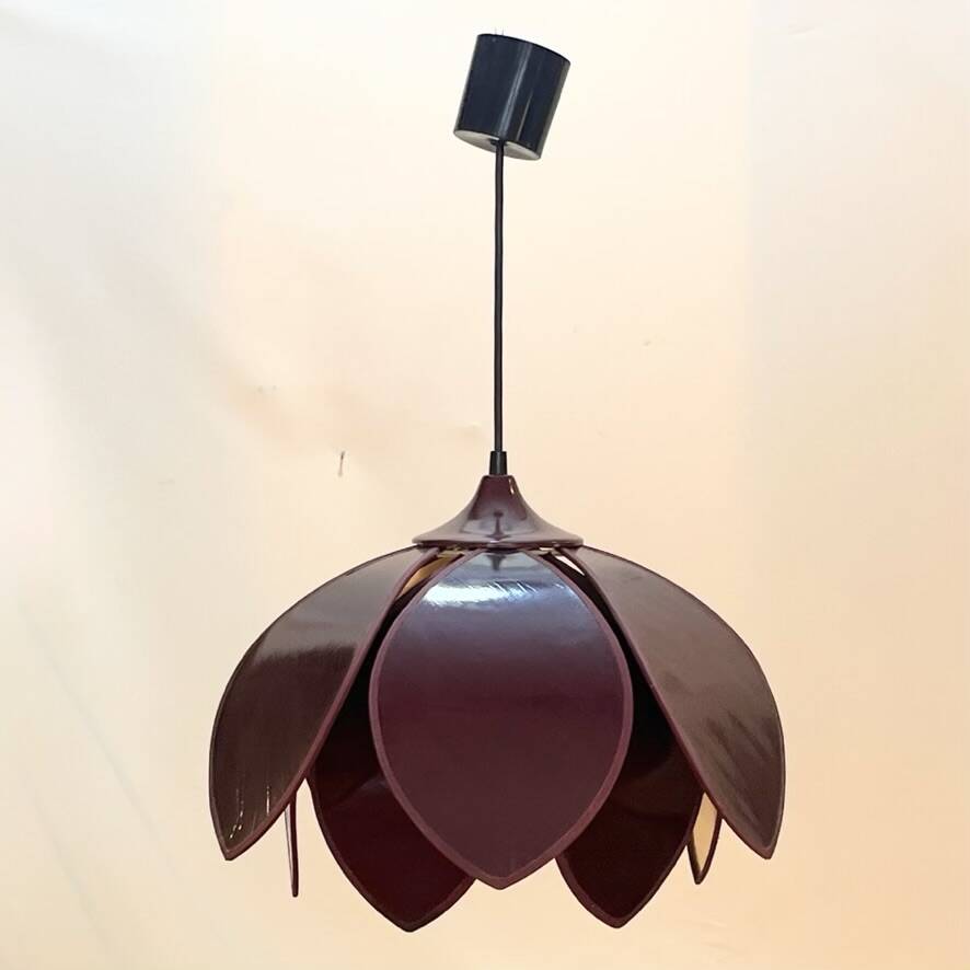 Robert de Schuytener Lotus flower design pendant light, 80s vintage ceiling light