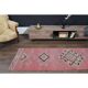 1970s Turkish Oushak Handmade Wool Cotton Pink Area Rug 84x304