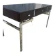 Large textured black lacquered flat desk and chrome in 1970s style — Esprit Mai