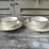 2 Villeroy & Boch Mettlach Ivory and Gold Cups and Saucers