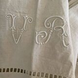VR monogrammed cotton and linen sheet, 1900s