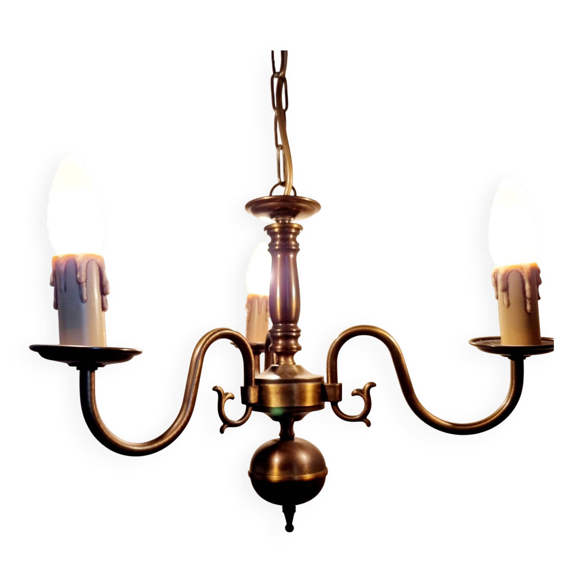 Classic Dutch style brass lamp in golden bronze color