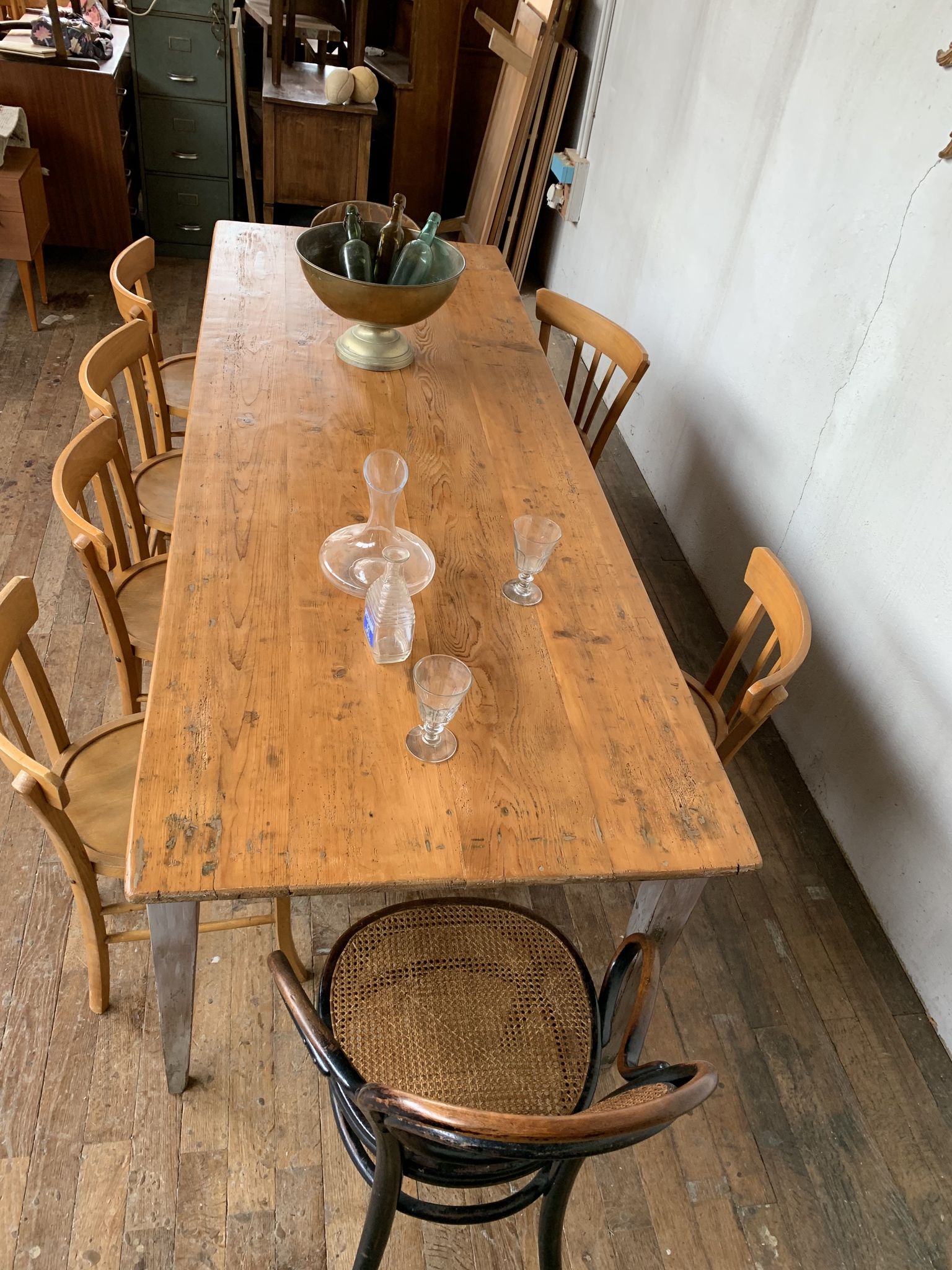 Table de ferme fin XIXème en chêne et sapin