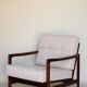 Wood armchair oryginal design by Z. Baczyk 7522 beige colour fabrics palisander wood