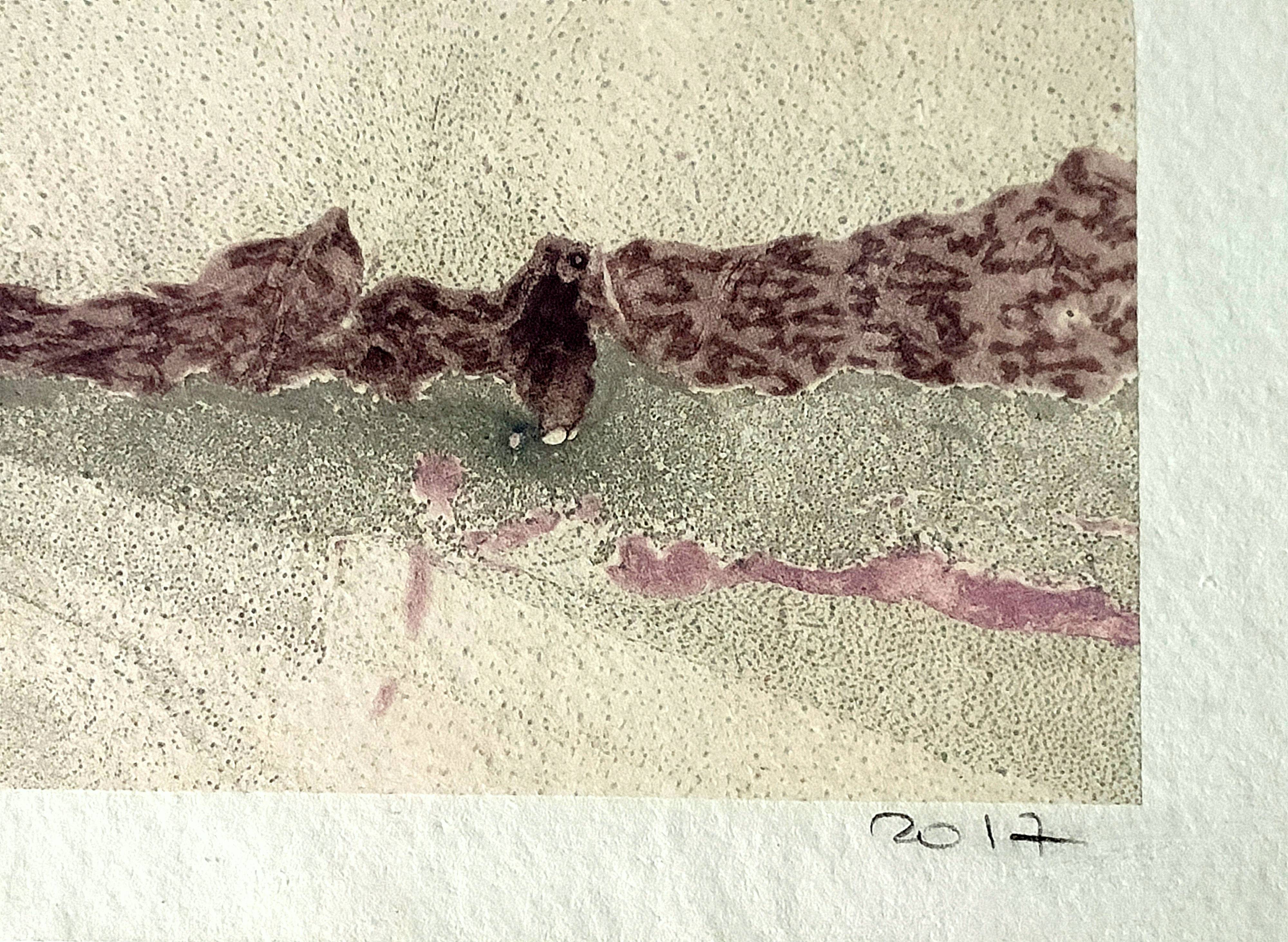 Tableau signé agostini – aquarelle - paysage abstrait, 2017