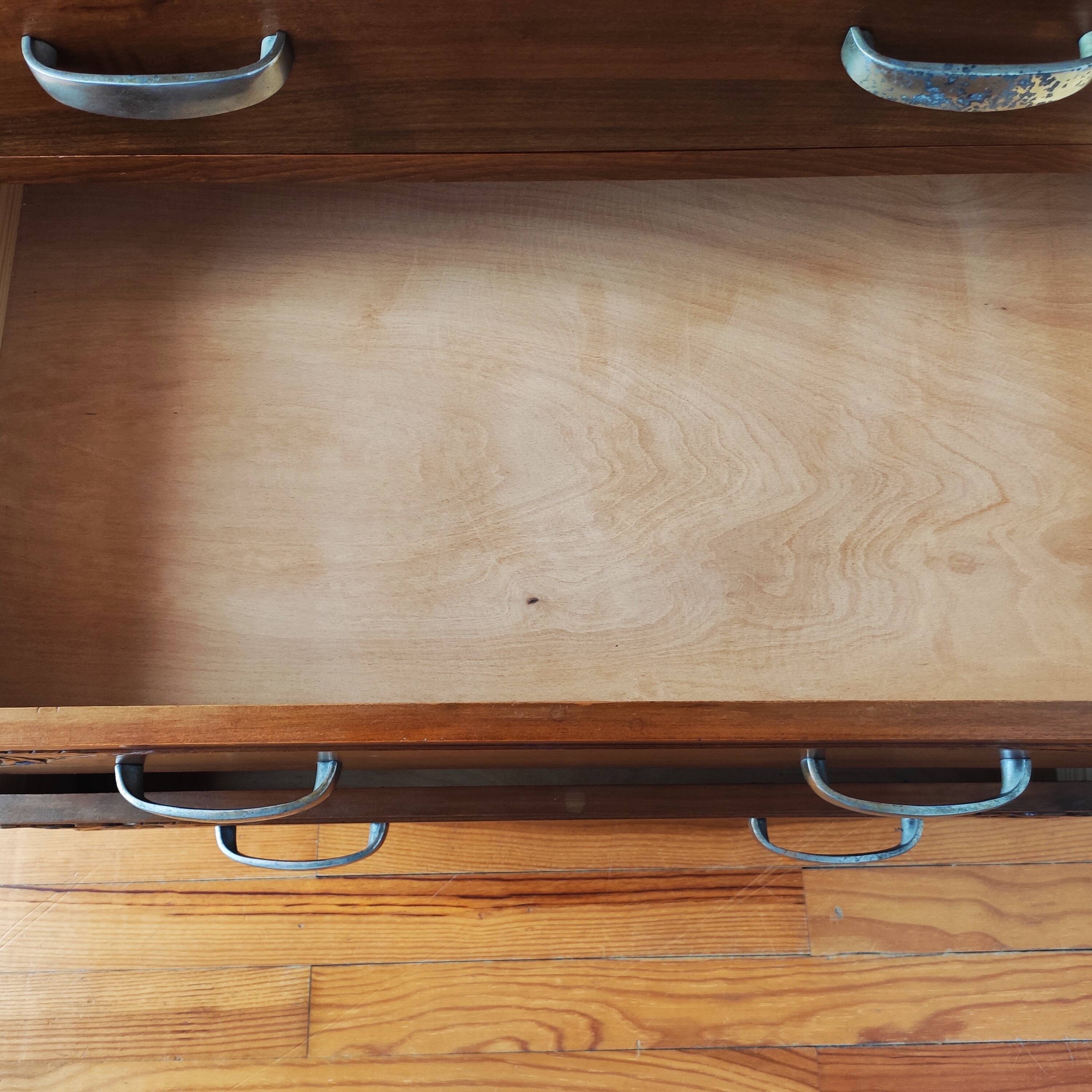Art Deco chest of drawers in solid walnut