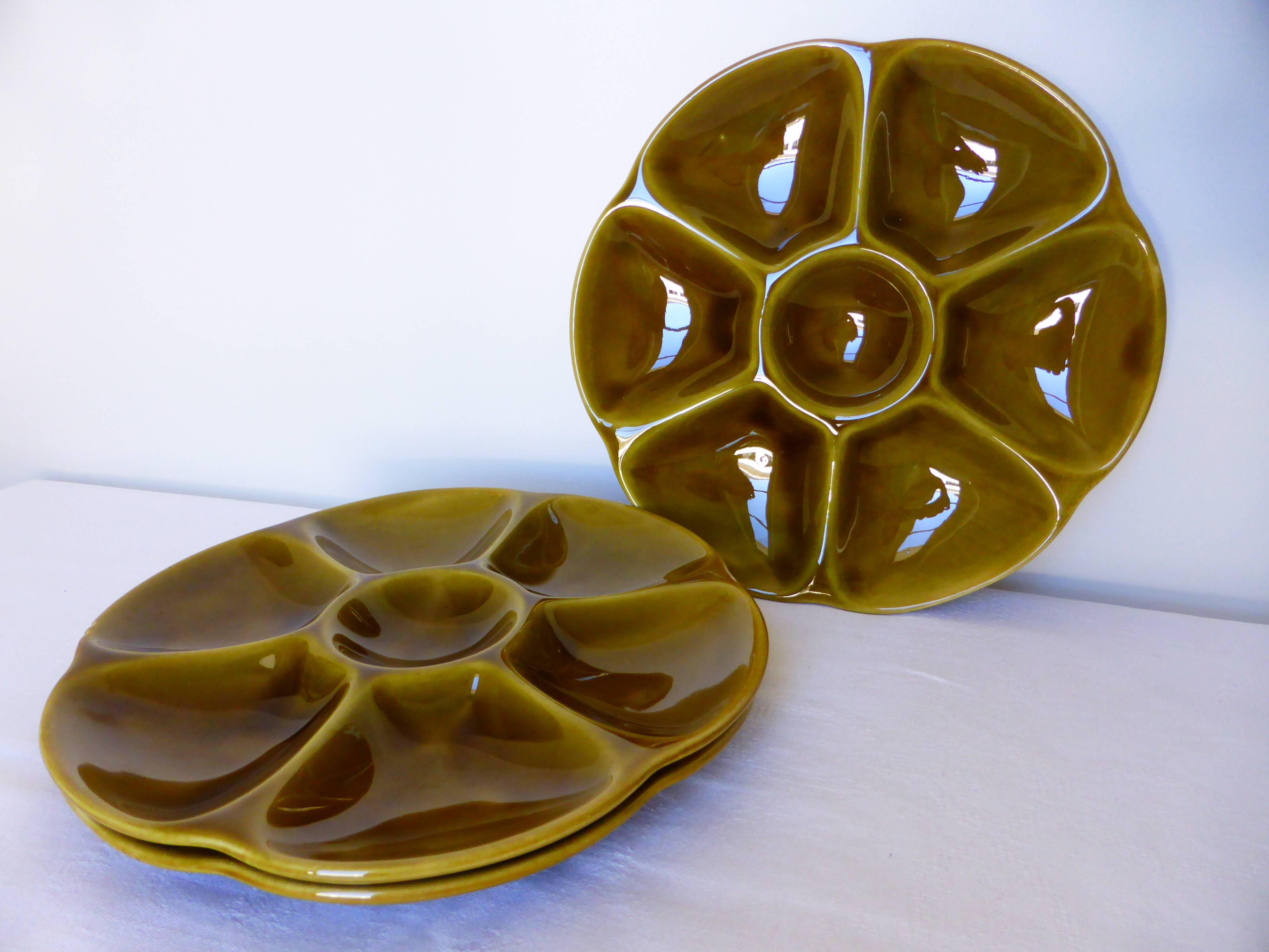 3 vintage Gien porcelain oyster plates 2106173