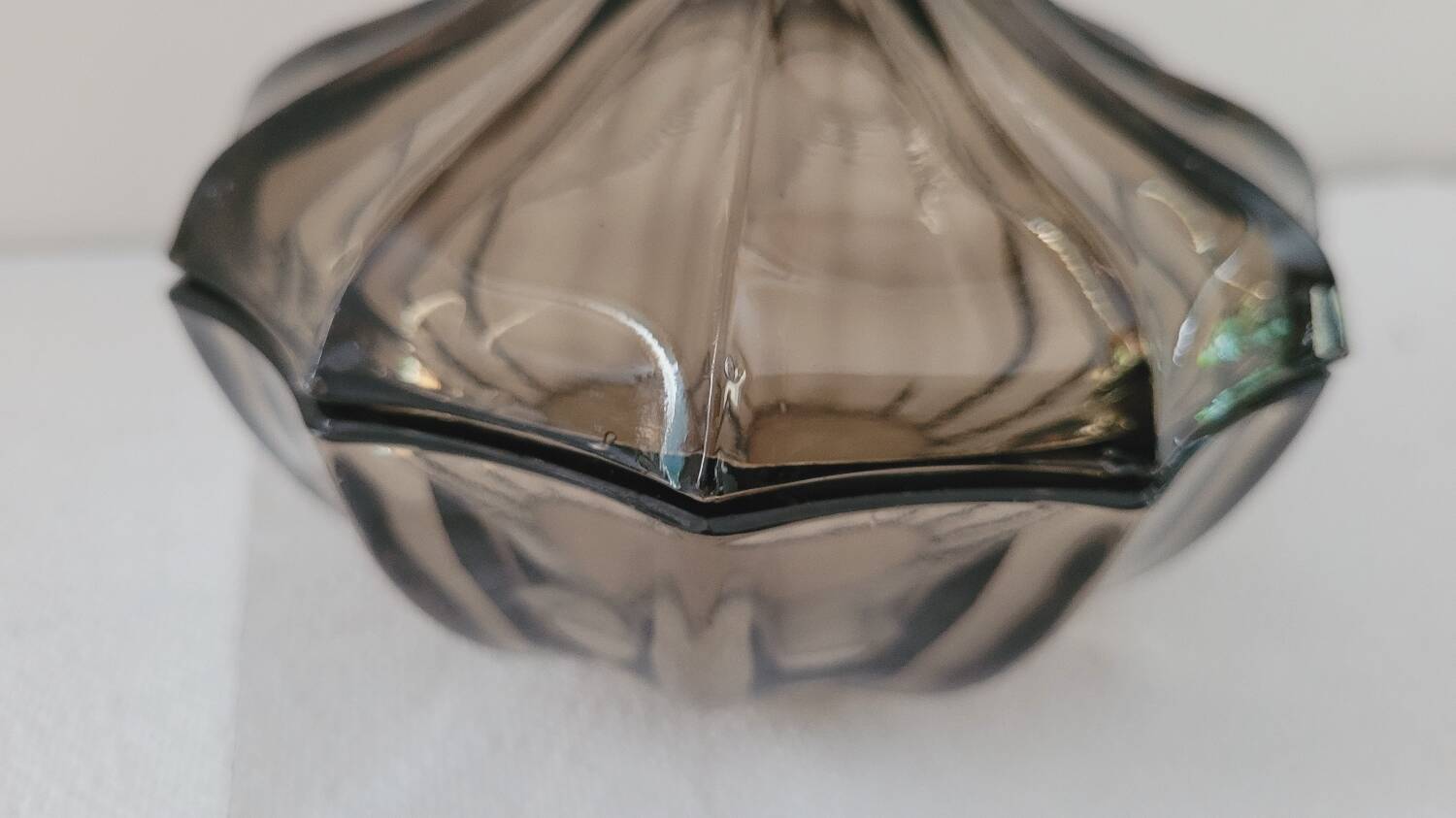 Art Deco smoked glass candy box