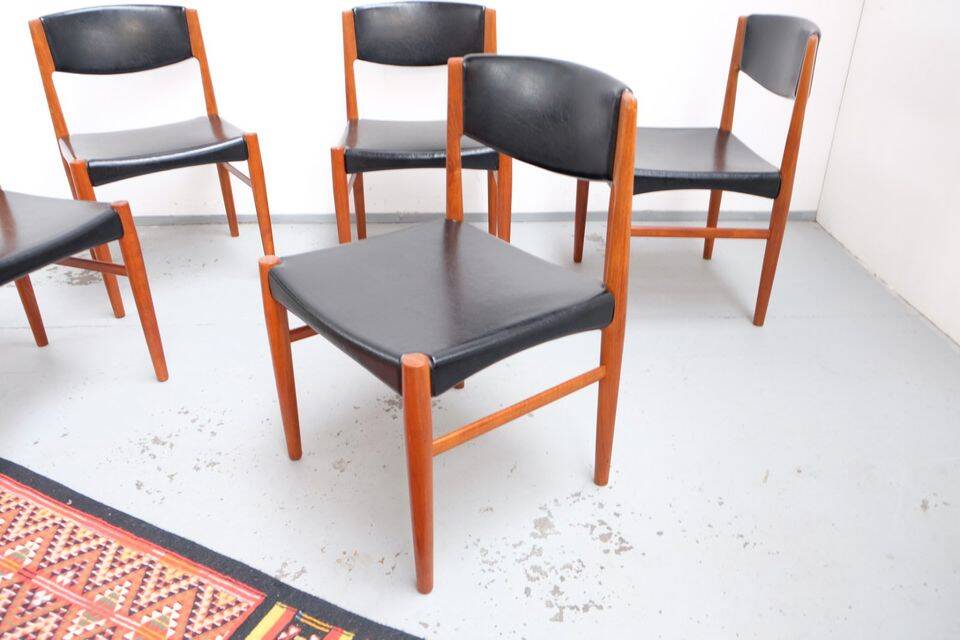 Mid Century Teak Jalk Glostrup Chairs 1960s Retro Vintage (6 pcs)
