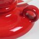 Vintage red ceramic table lamp by Massive, Belgium 1970.