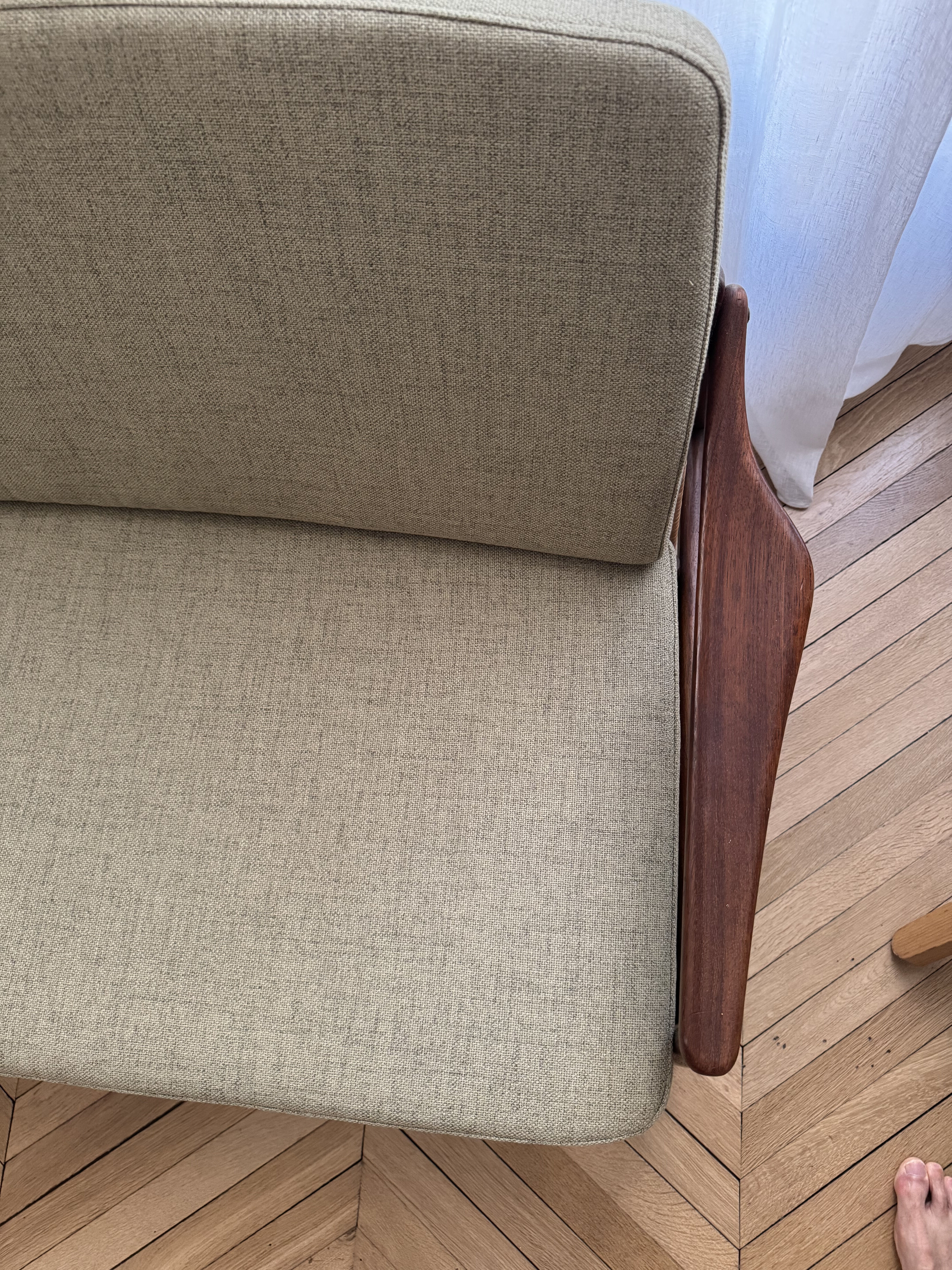 Sofa Series 400 Mid-Century in Teak with Rattan Backrest by Hartmut Lohm