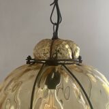 Amber Murano Glass Venetian Lantern Pendant