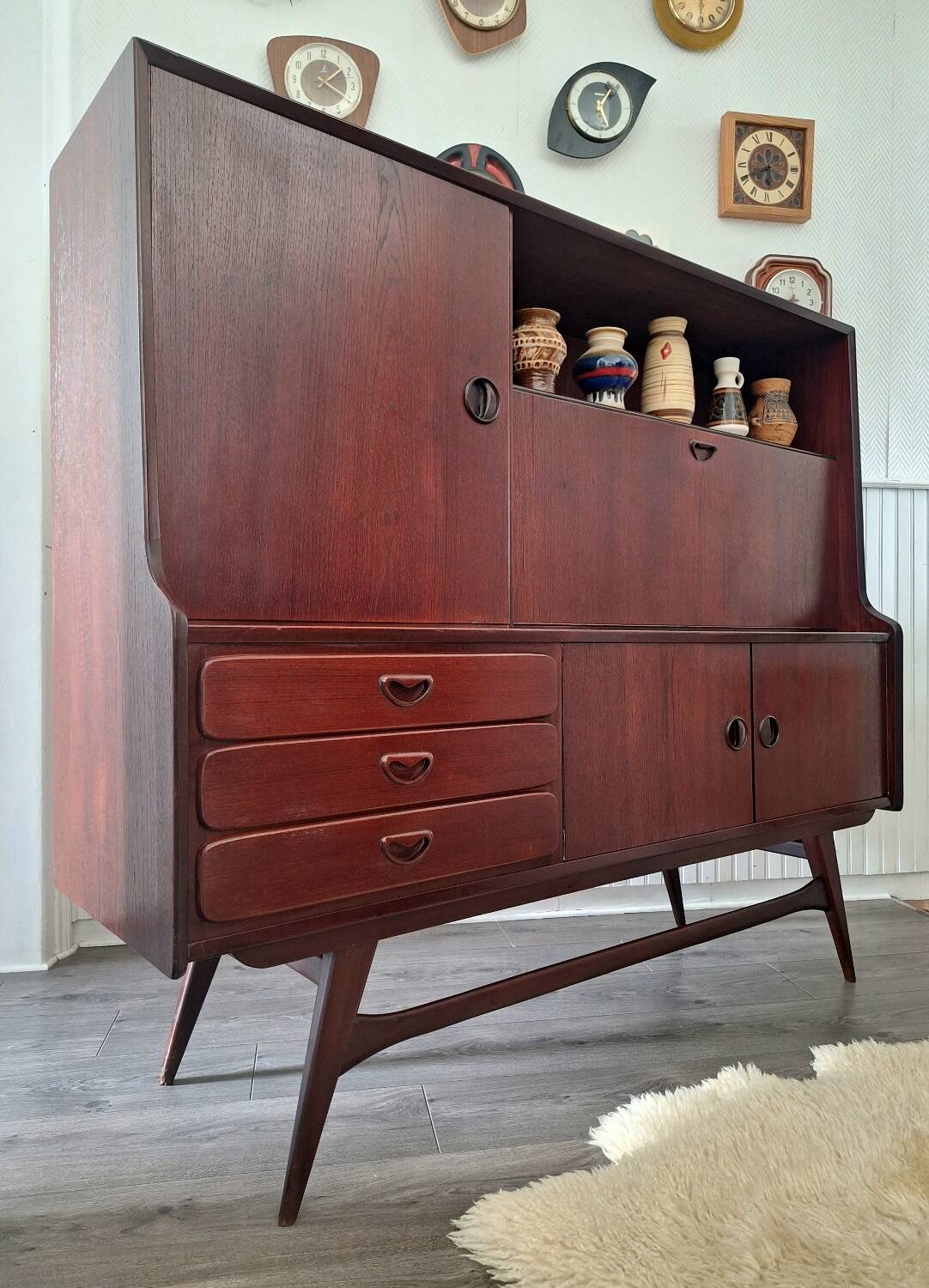 Vintage Louis van Teeffelen sideboard for Wébé, antique secretary buffet