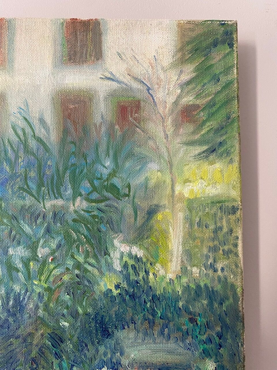 Old painting, landscape, summer garden, 70s/80s