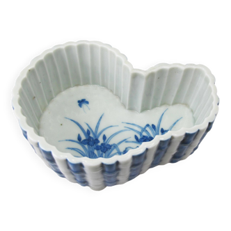 Old Chinese or Japanese blue and white porcelain planter from the late 19th or early 20th century