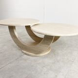 Table basse en travertin à deux niveaux, années 1970