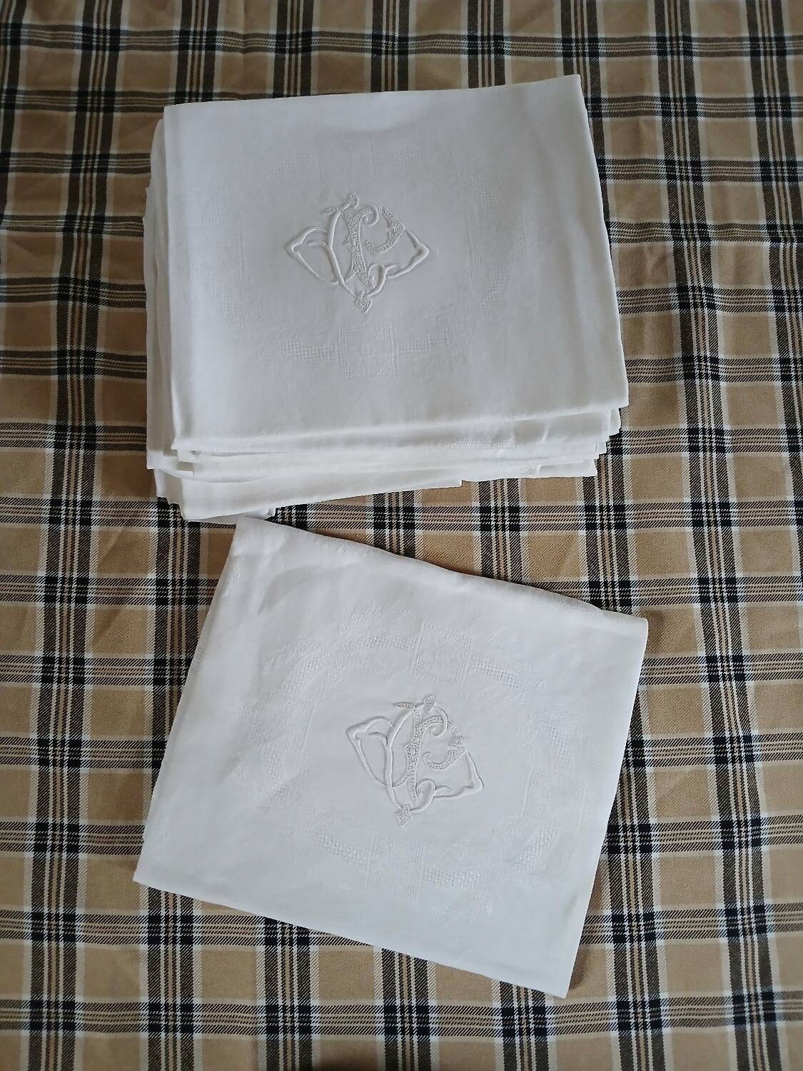 11 antique linen napkins