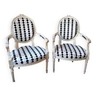 Pair of cabriolet armchairs