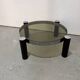 Table basse ronde design italien en chrome et verre fumé vintage