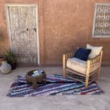 Moroccan carpet boucherouite colored - 94 x 202 cm