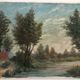 Mid 20th Century French Farmhouse Landscape Oil Painting on Board