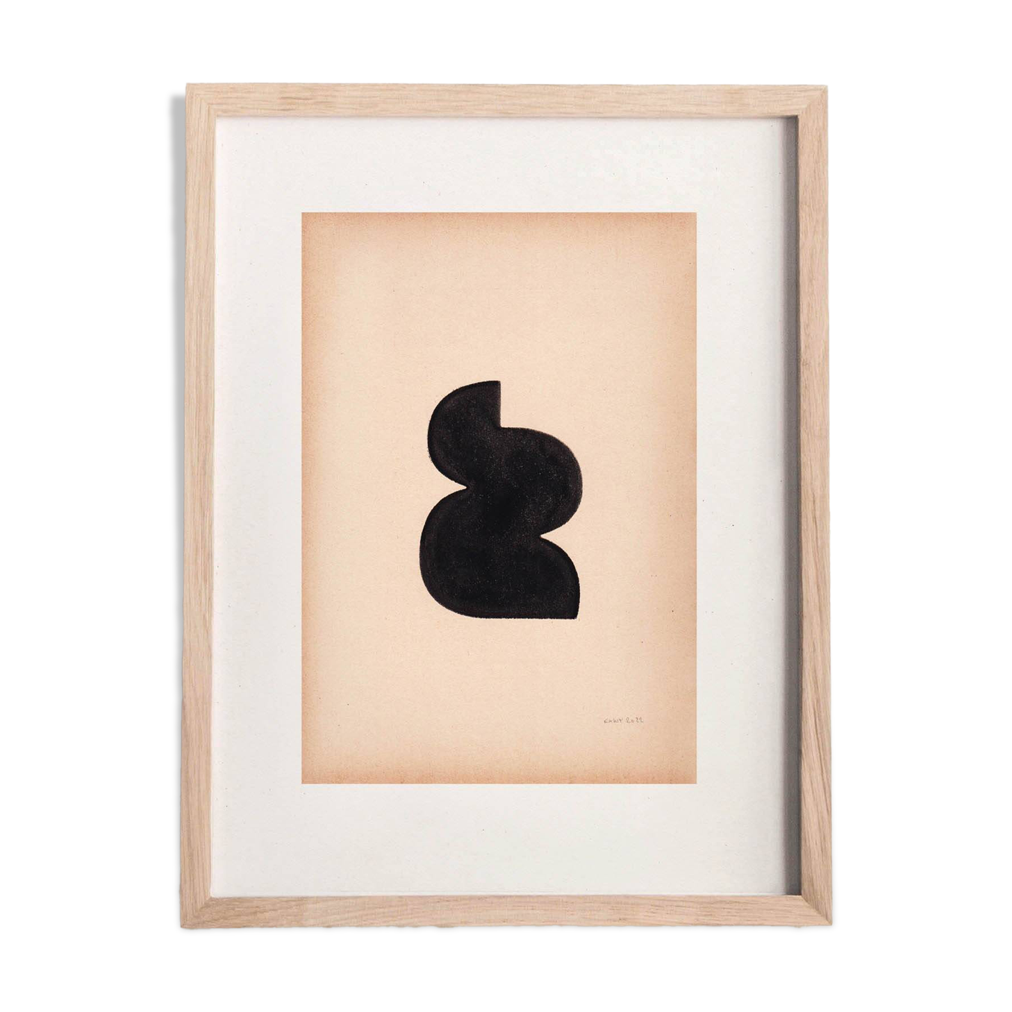 Painting on old paper - abstract painting M738 - signed Eawy