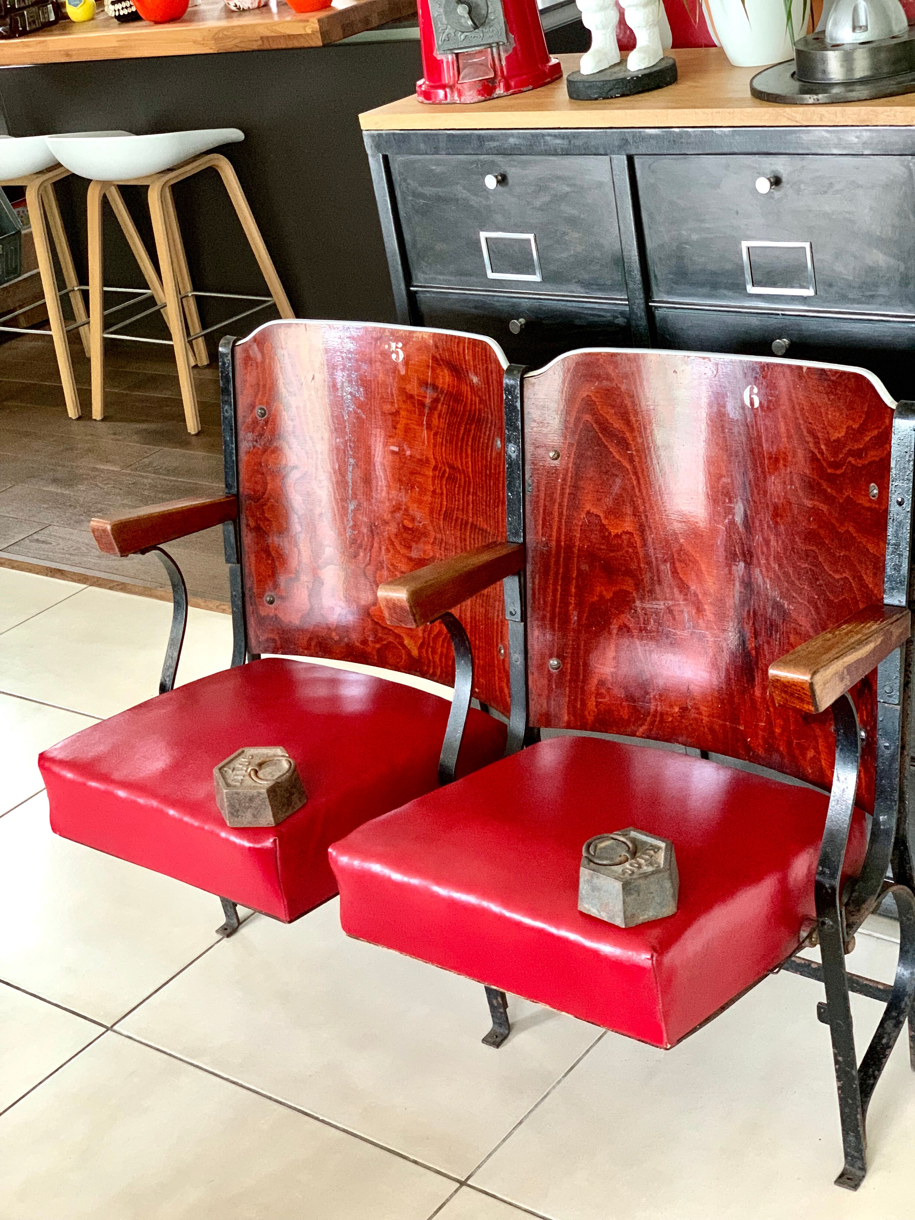 Pair of vintage cinema armchairs