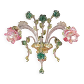 Applique murale en verre de Murano floral classique de luxe — rose et vert vénitien