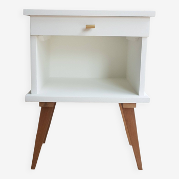 White renovated vintage bedside table