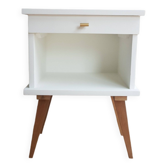 White renovated vintage bedside table