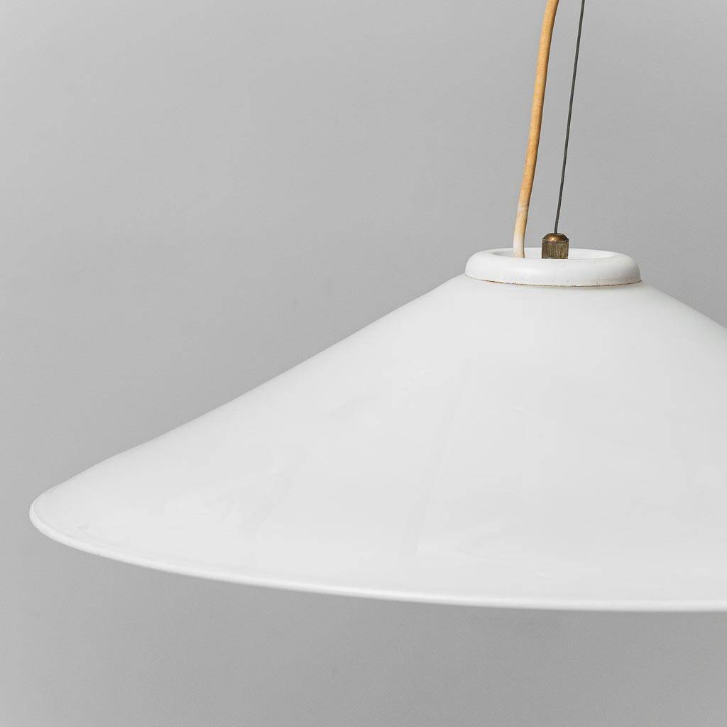 White glass pendant lamp 1970s vintage modernism