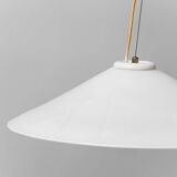 White glass pendant lamp 1970s vintage modernism