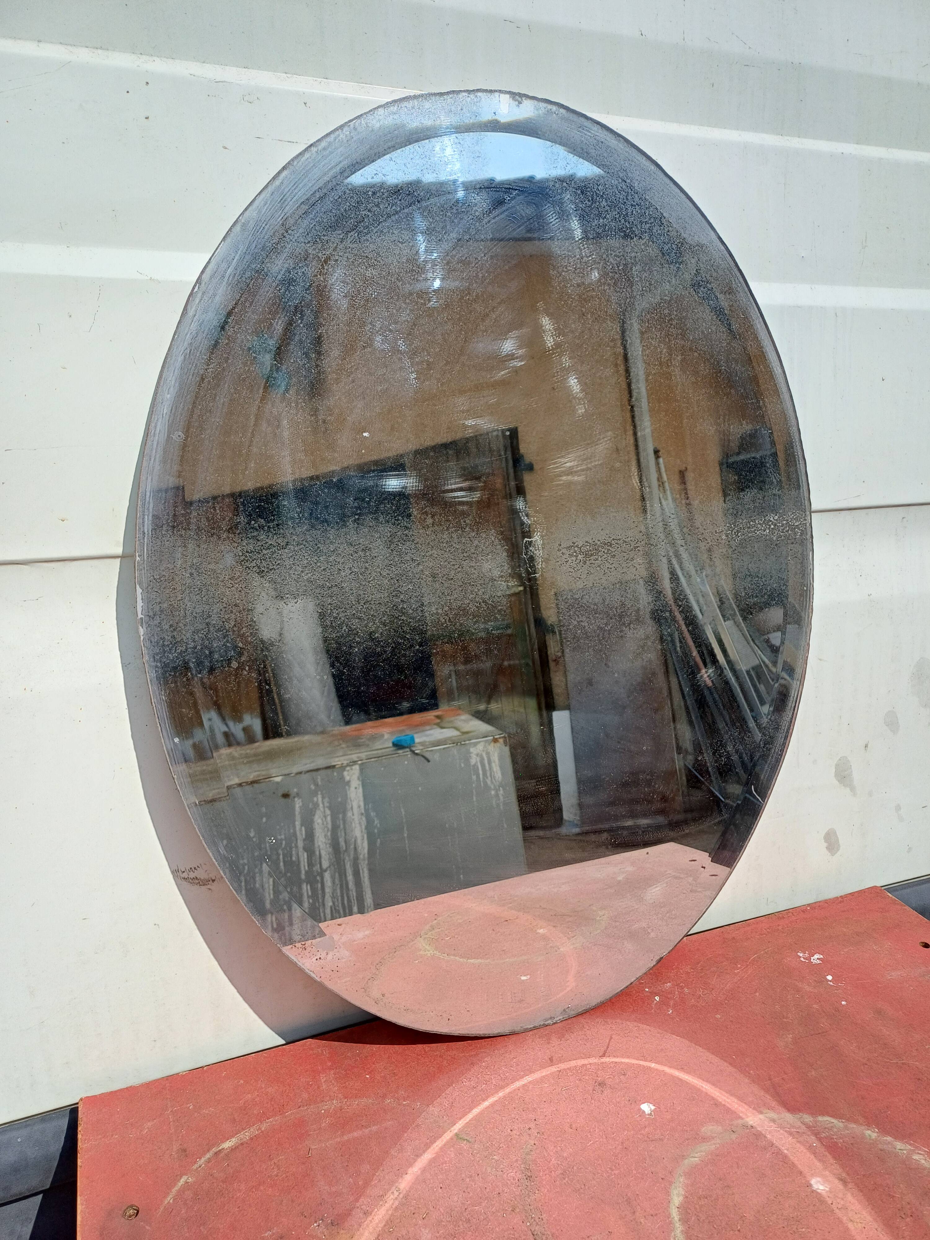 19th century oval beveled mirror