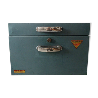 Art Deco card box made of metal in industrial design