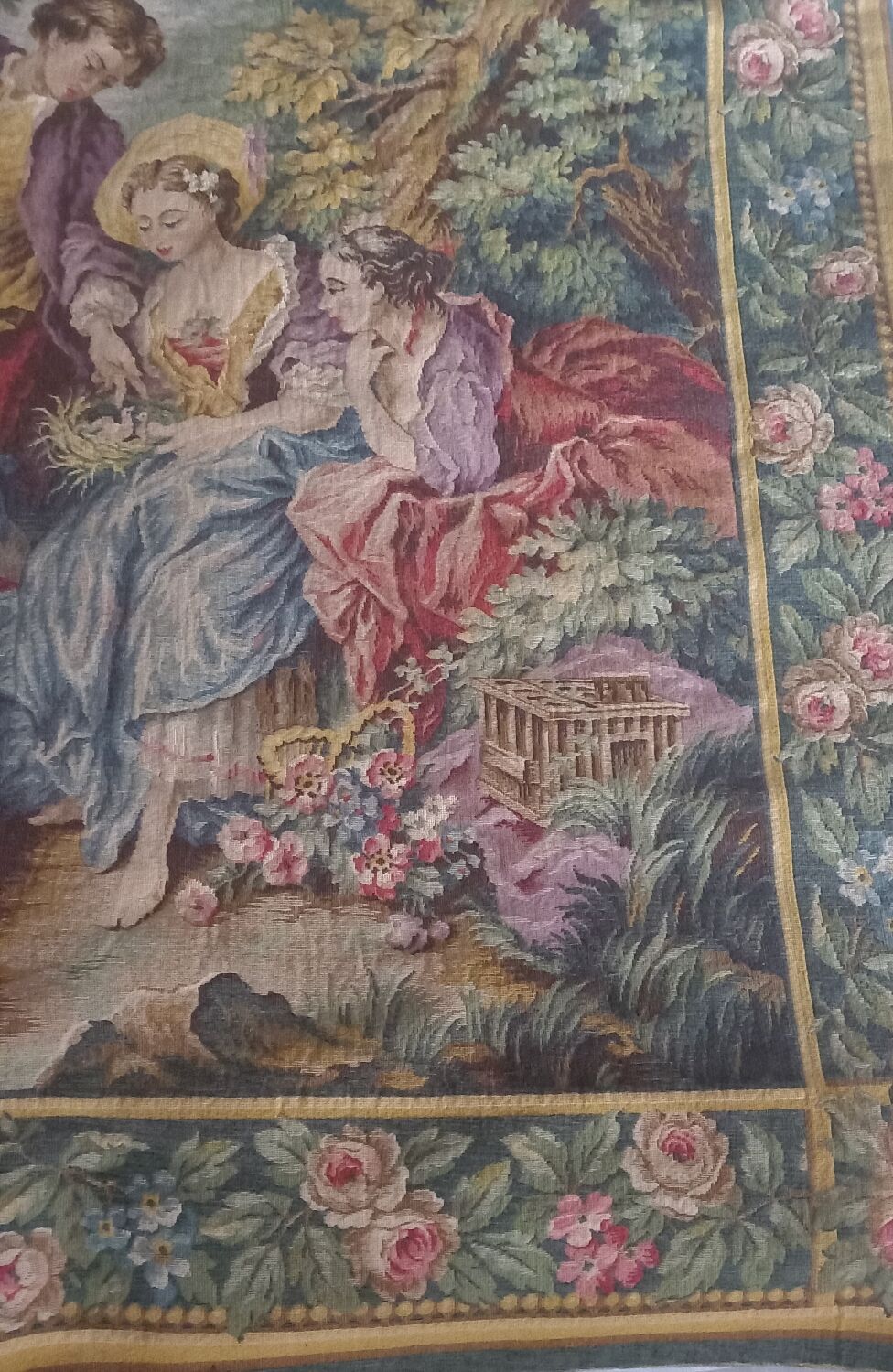 Genuine woven tapestry in the Aubusson style – pastoral French tapestry