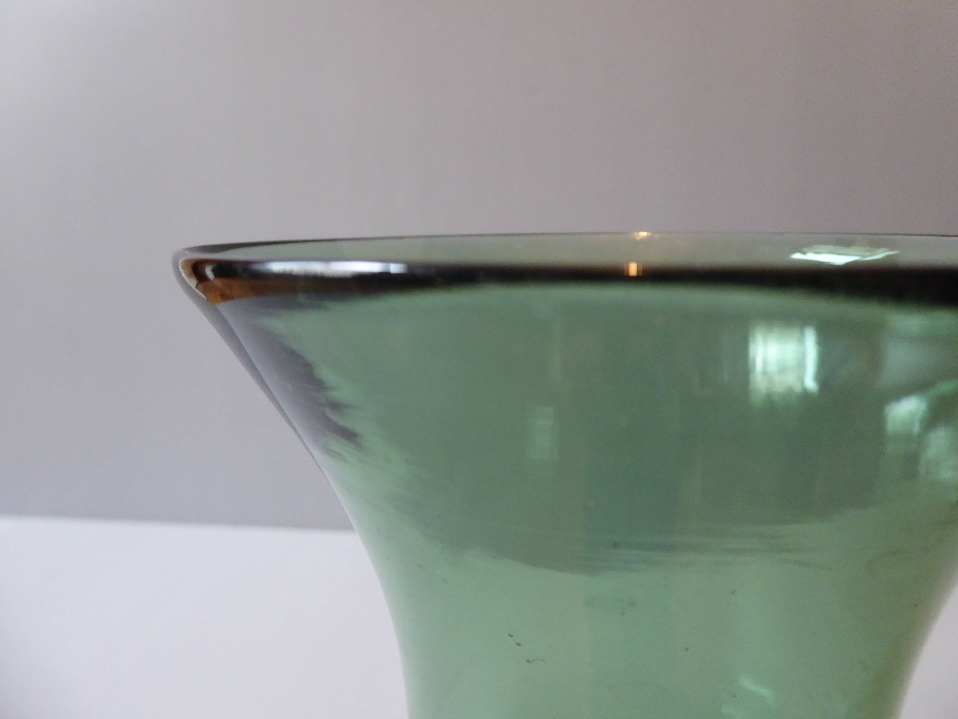 Green blown glass vase