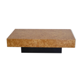 Table basse en bois et loupe d'orme 1970