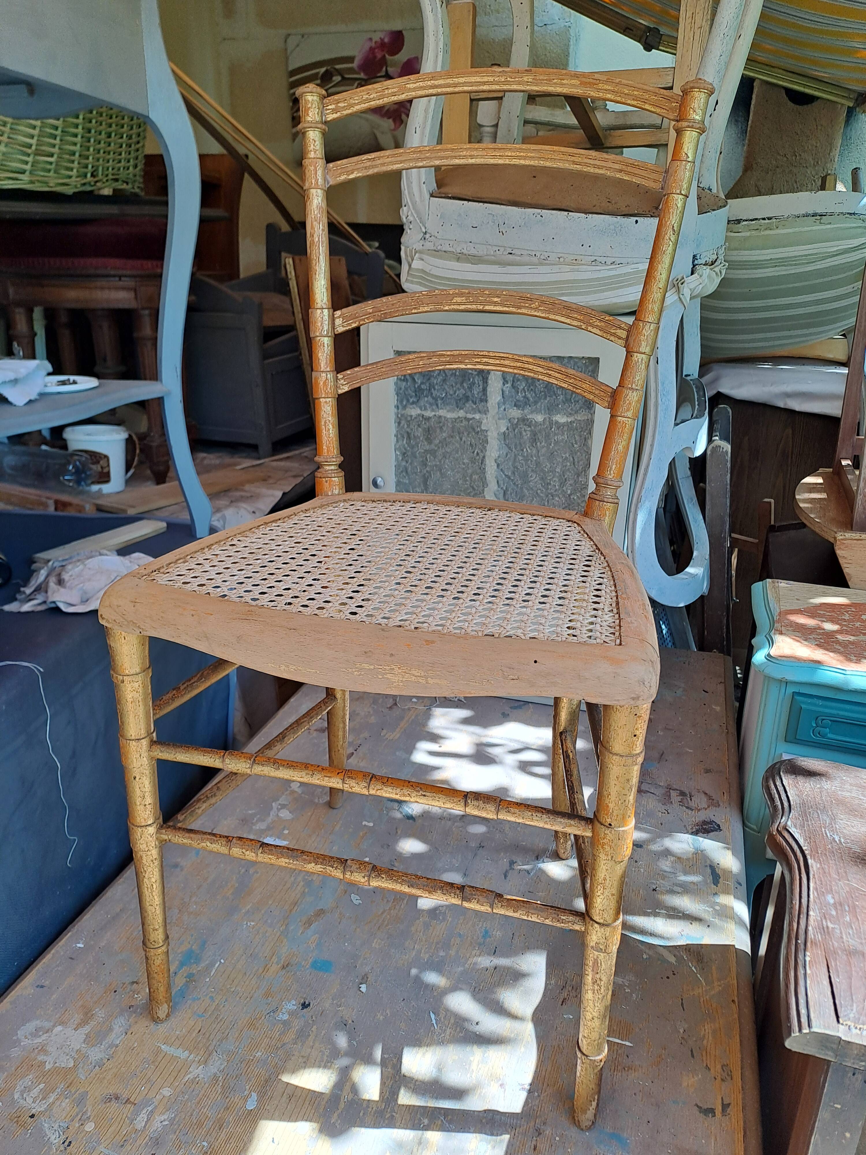 Napoleon III style chair, known as the Opera model, in carved wood and caning on a restored seat, circa 1850