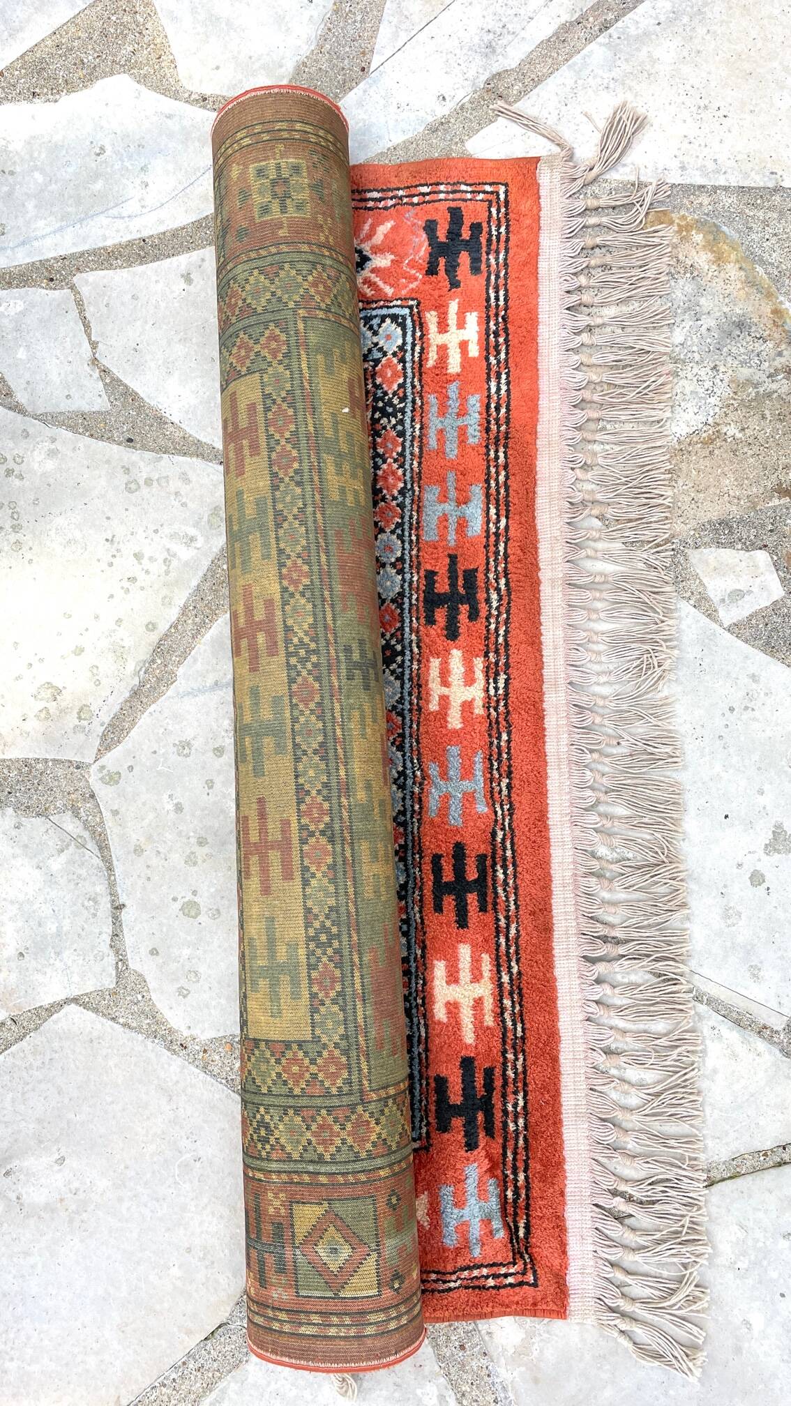 Vintage silk and cotton rug - 142 x 84cm