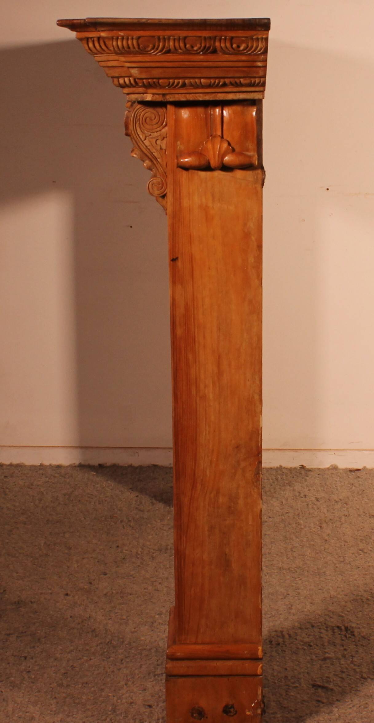 Transitional style beechwood fireplace mantel - 19th century