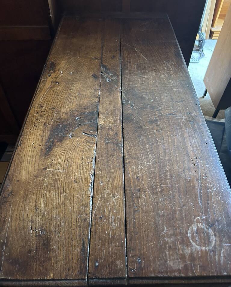 Low sideboard, country sideboard, rustic, solid oak, mid 19th century.