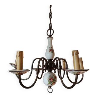 Porcelain chandelier with 6 branches