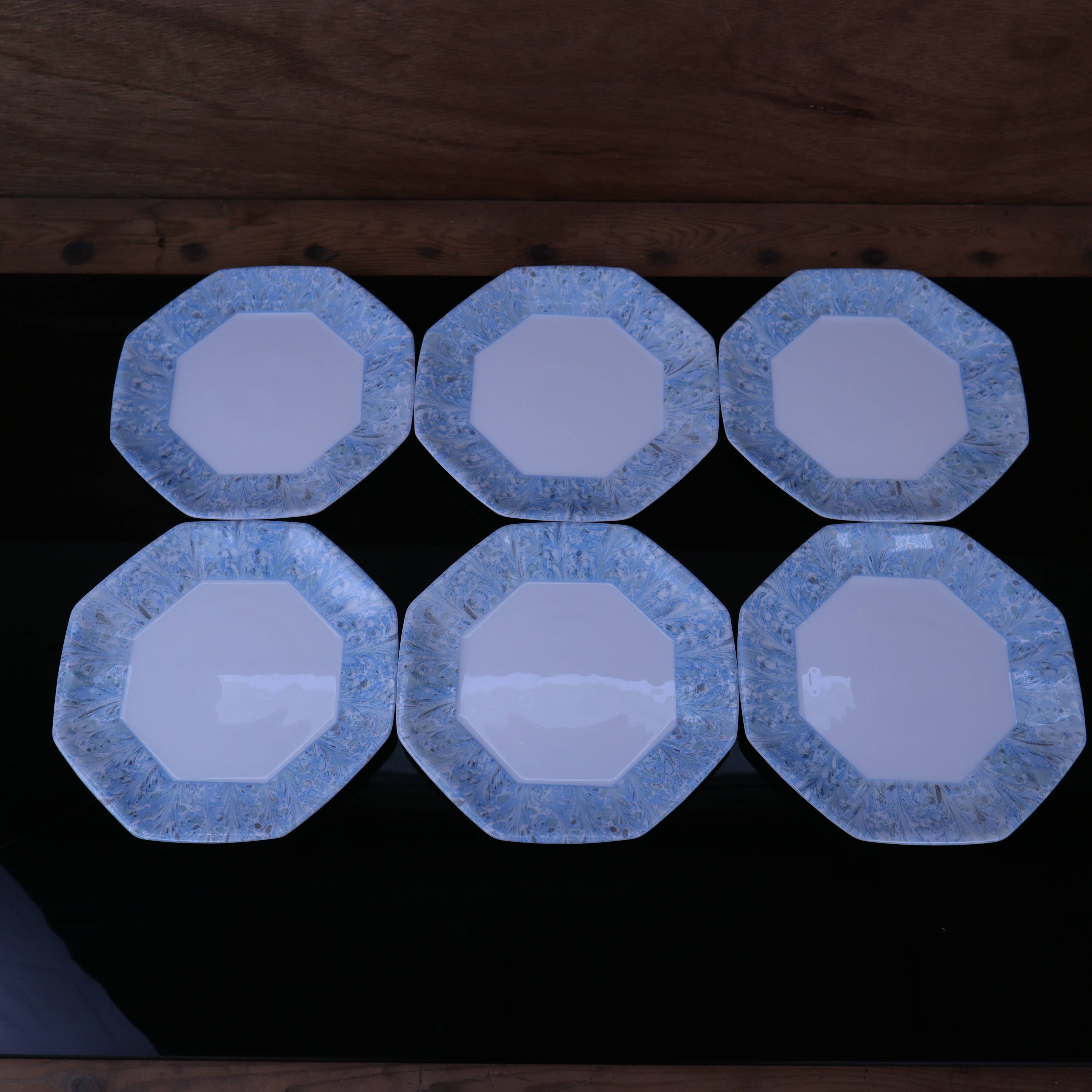 6 vintage octagonal dessert plates Arcopal