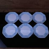 6 vintage octagonal dessert plates Arcopal