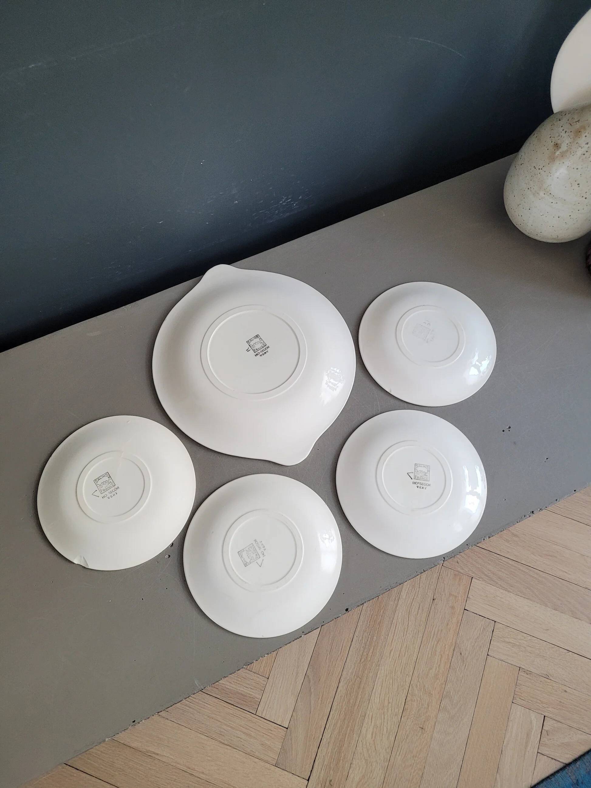 Dessert service - Dish and 4 plates Hossegor pottery from Salins - Ref 916