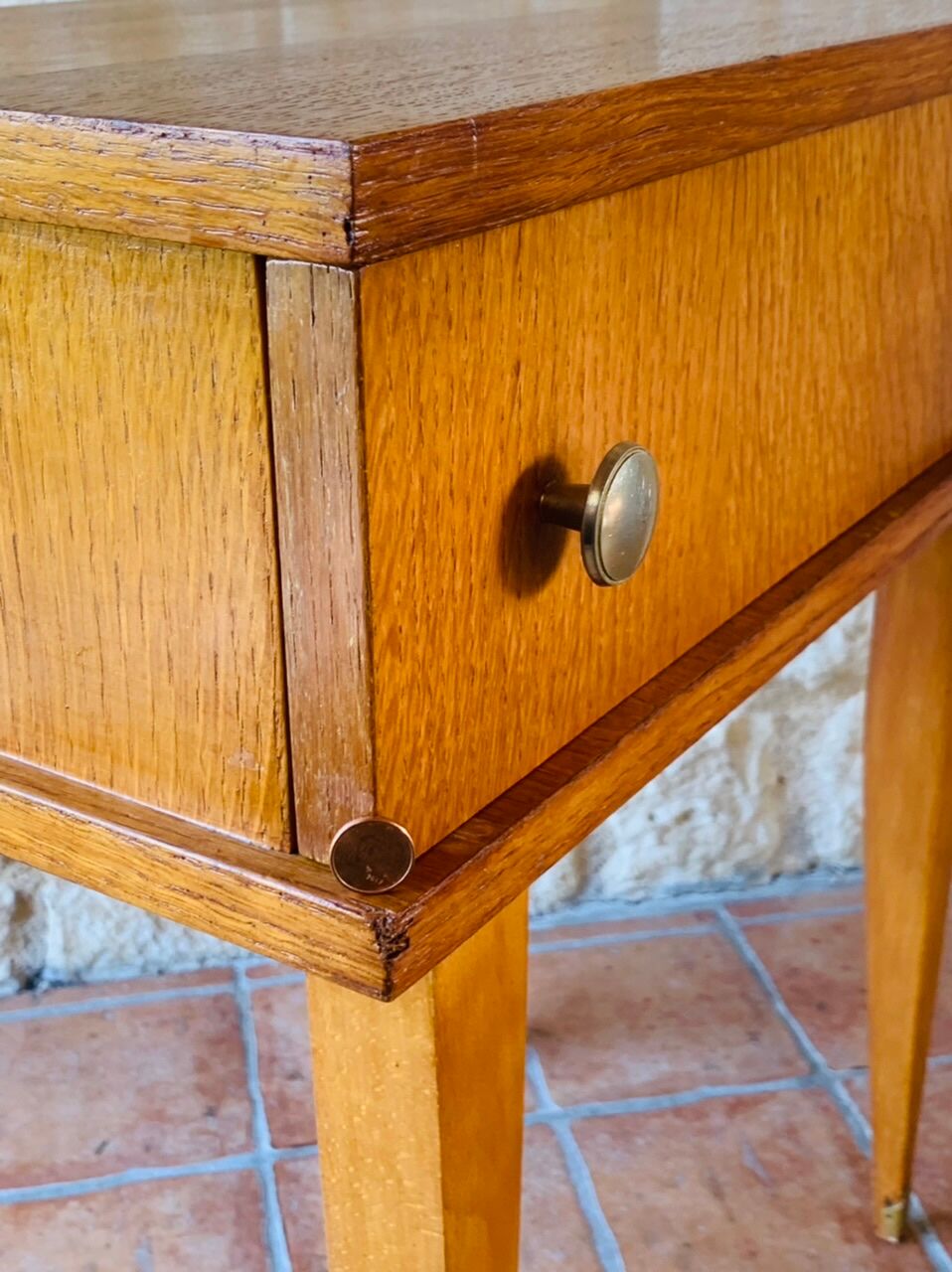 Vintage bedside table on compass legs, 1950 ́s